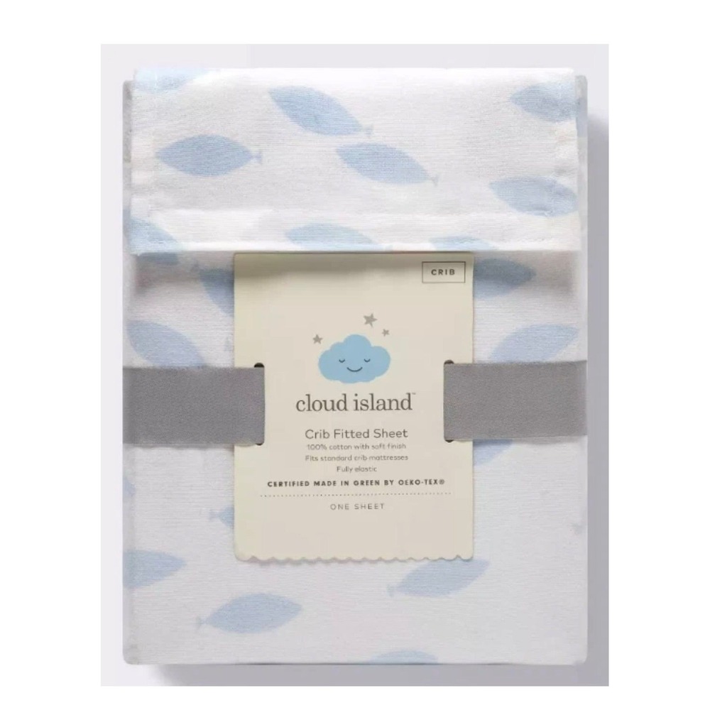 NWT Cloud Island School of Fish Crib Fitted Sheet, 100% Cotton